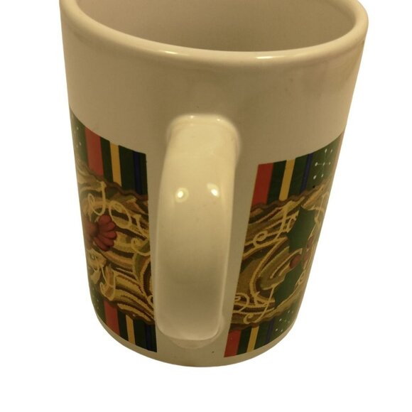 Royal Norfolk Christmas Coffee Cup Mug Joy Cardinal Abstract Design Holly Tree - Picture 4 of 9